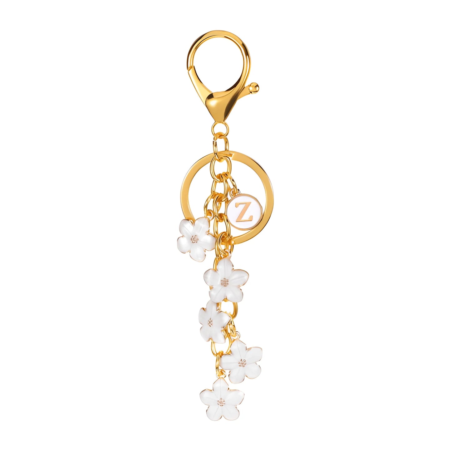 Daisy Flower Initial Letter - Bag Charm (White)